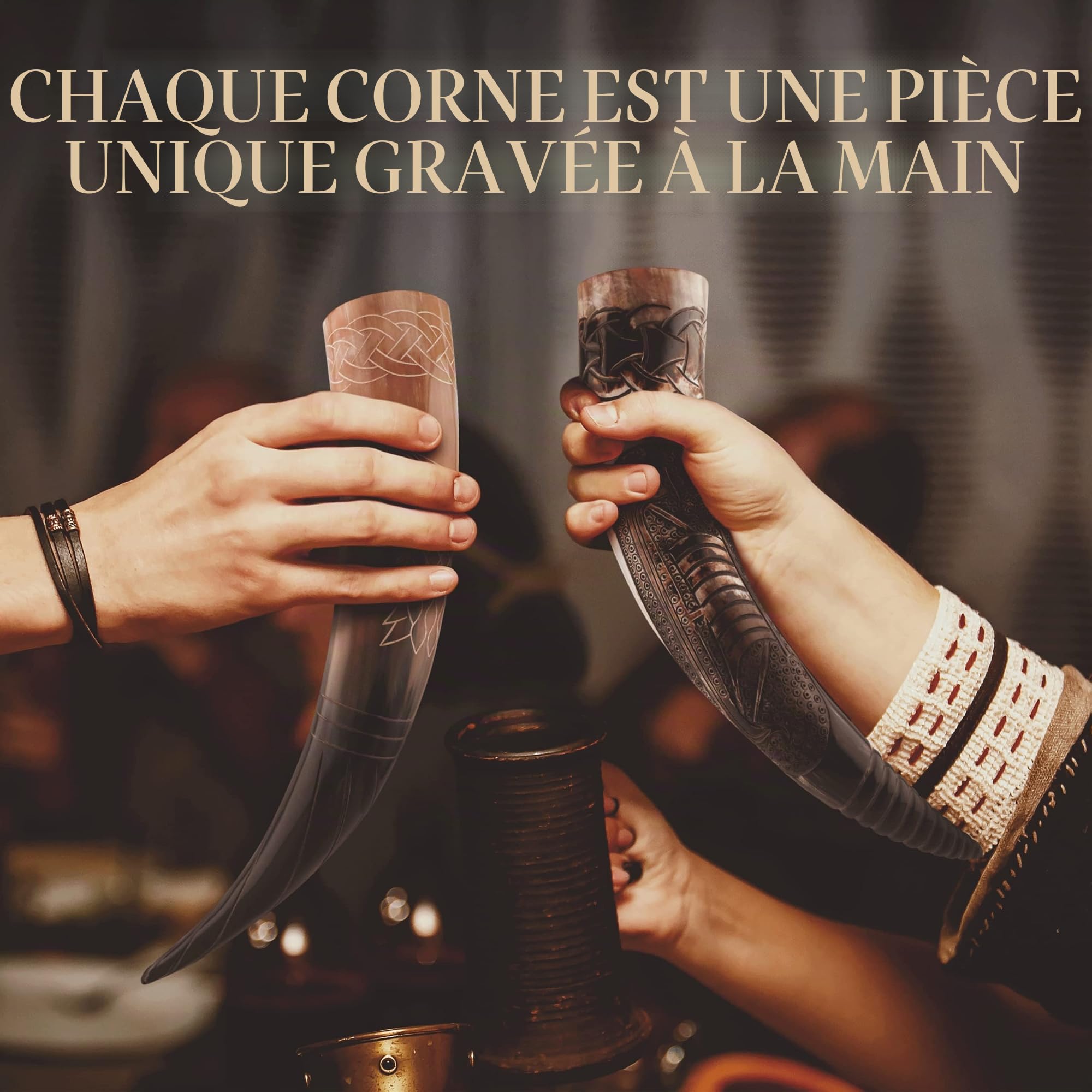 Corne à boire Viking - Grand cadeau pour femme et homme - Cadeau de Noël - Anniversaire - Fête des pères - Cadeau de mariage - Ami - Papa - Maman - Frère - Sœur - Amusant - Partenaire - Opa