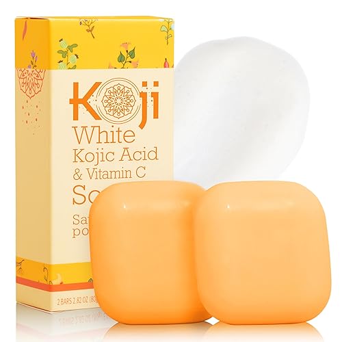 Koji White Kojic Acid Vitamin C - Jabón iluminador para la piel 282 onzas 2 barras tez suave y suave para la cara y el cuerpo libre de crueldad