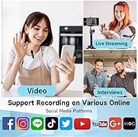 Vista 3 de AGARES Paquete de 2 micrófonos inalámbricos para iPhone iPad, mini micrófono, micrófono de clip para grabación de video, YouTube, entrevistas