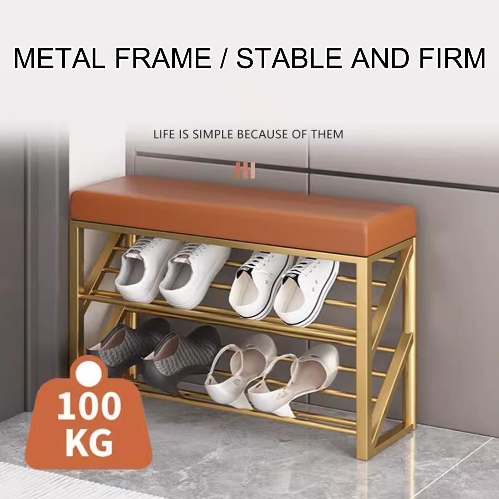 2-poziomowy metalowy stojak na buty z siedziskiem, schowek na buty wejściowe, duża pojemność, do przedpokoju, czarny, 60 cm – stylowe i funkcjonalne rozwiązanie na obuwie