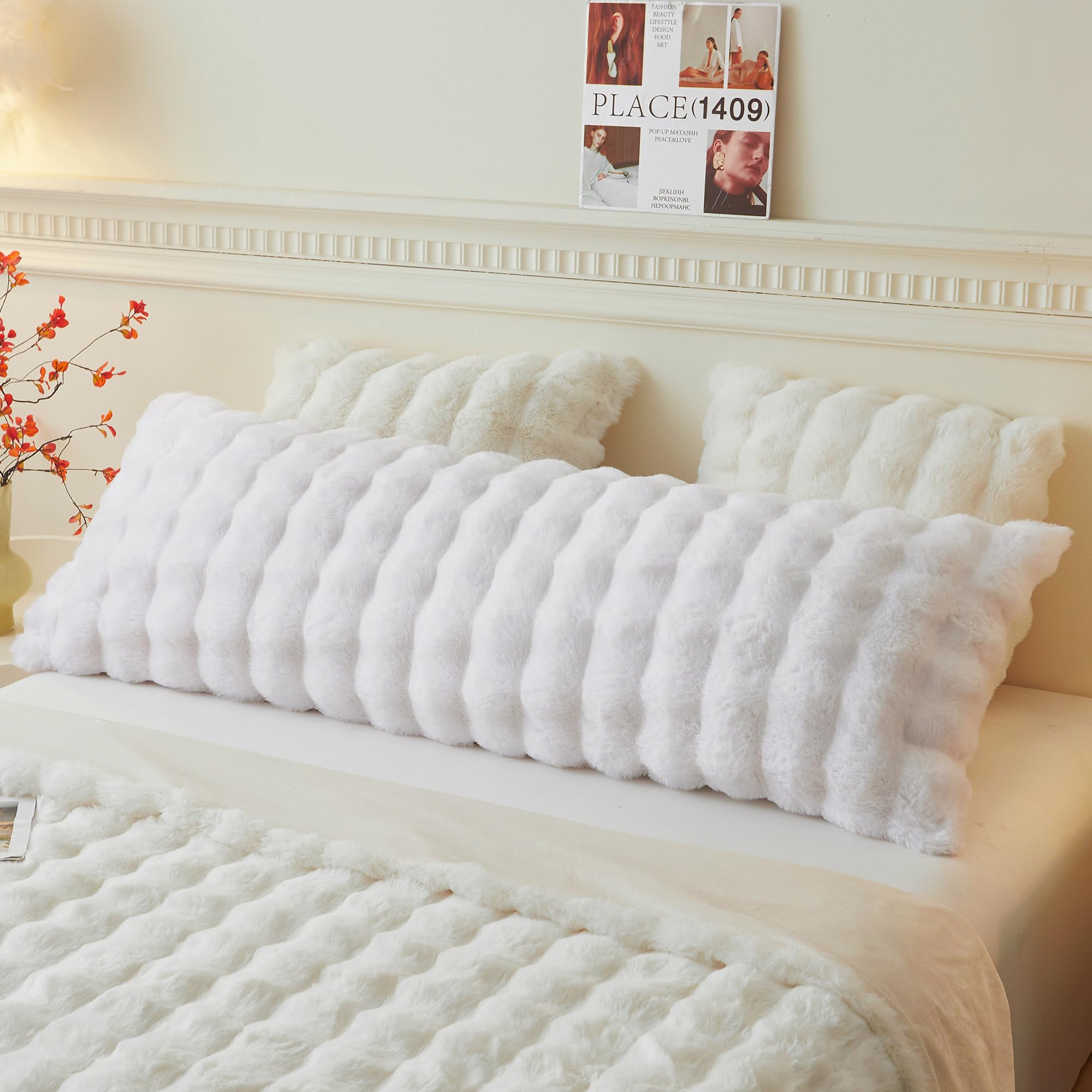 LIFEREVO Fluffy Faux Rabbit Fur Body Pillow Cover - kids bedding | Mubboo