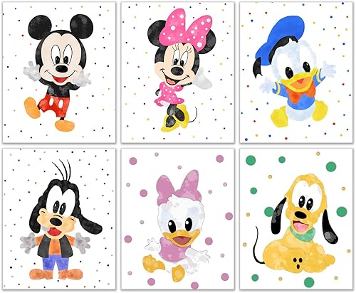 BigWig Prints Impresiones de Mickey y Minnie - Arte de pared de Minnie Mouse, decoración de pared de Mickey Mouse, imágenes para habitación de