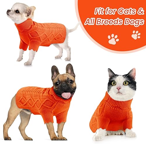 Miniatura 6 de ALAGIRLS Suéter de cuello alto de punto extra pequeño para perro, lindo suéter de Navidad para gatos, abrigo cálido de invierno para perro,