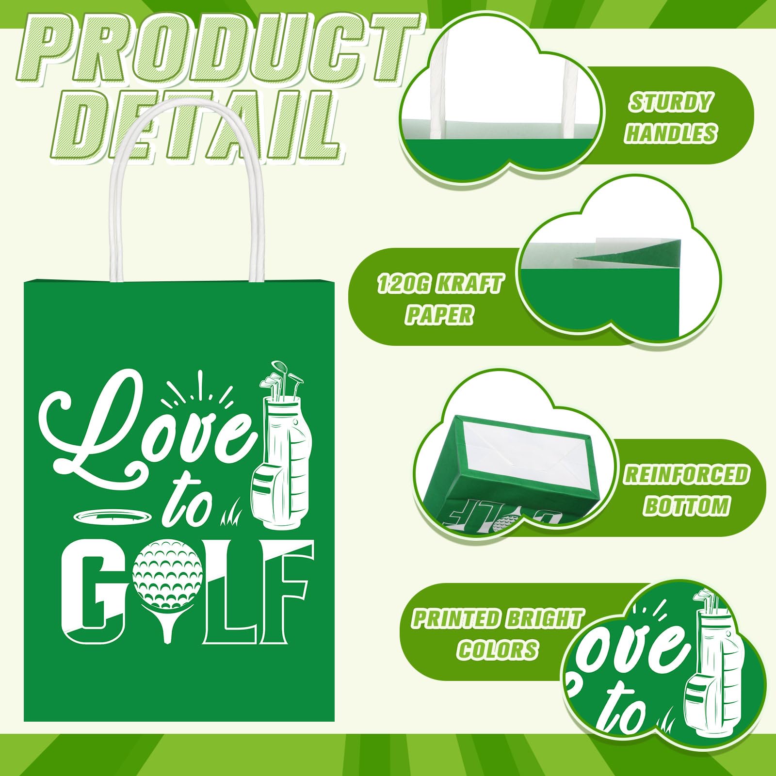 Resholder 30 Pcs Golf Party Favor Bags Sports Themed Party Decorations Golf Goodie Gift Bags with Handles Portable Candy Treat Pouch for Kids Boys Golfers Birthday Supplies