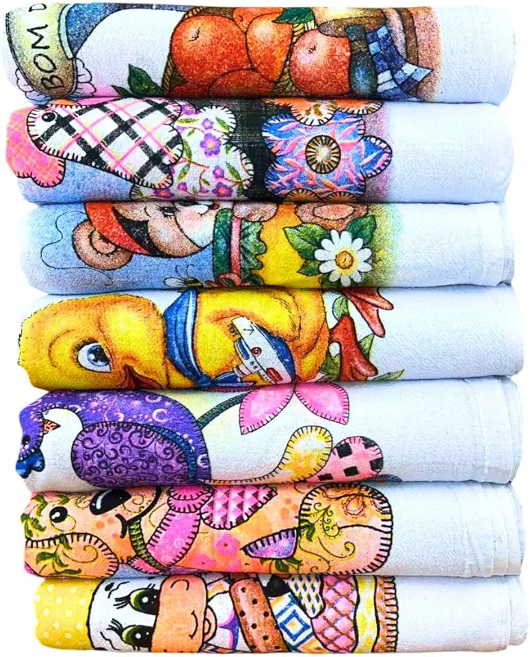 Pano De Prato Pé De Galinha Estampas Sortidas - Kit C/ 10 Un