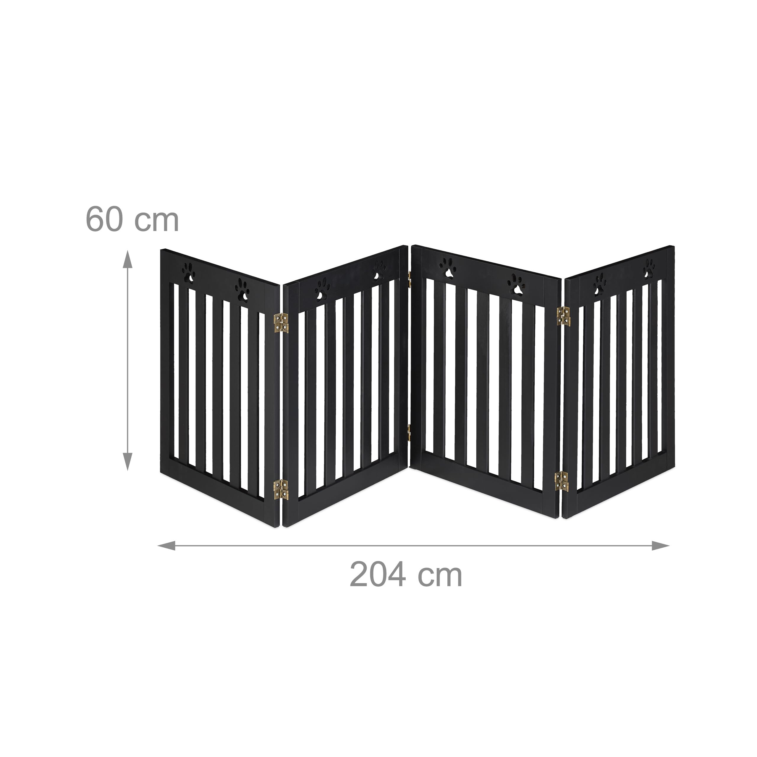 Relaxdays Cancelletto di Sicurezza per Cani e Gatti, Barriera Autoportante, Recinzione per Scale, 60 x 204 cm, Nero