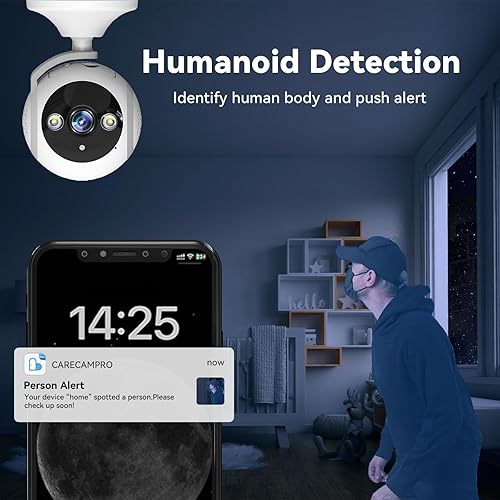Miniatura 5 de ACEMO Cámara de seguridad inalámbrica para interiores, cámara IP ojo de pez gran angular de 180, cámara de vigilancia domo WLAN de crucero