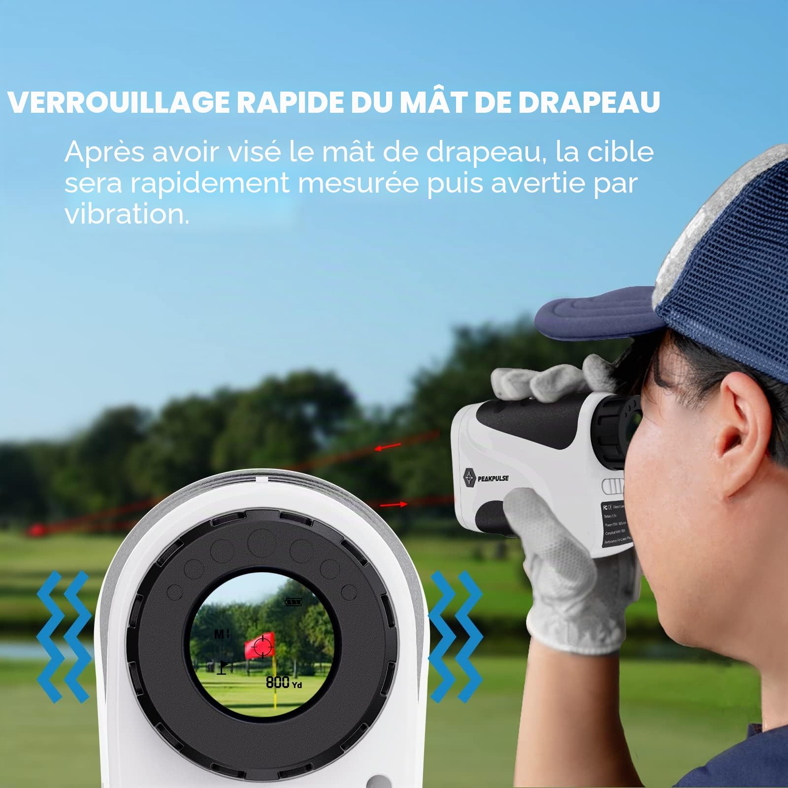 PeakPulse Télémètre de golf de 600 m avec verrouillage drapeau, grossissement 6x, vibration, mesure de la distance, le cadeau le plus approprié pour les golfeurs