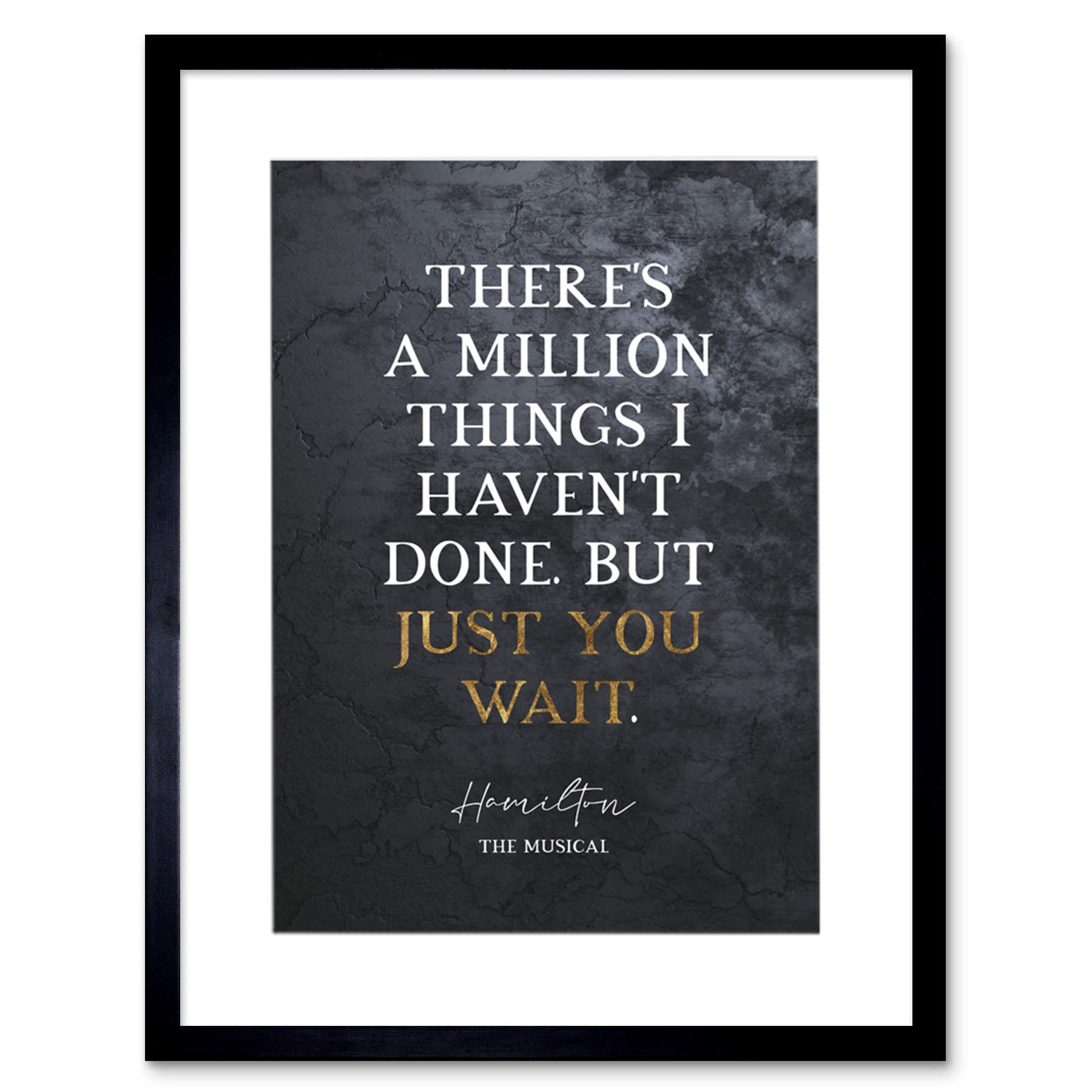Artery8 Hamilton Musical Quote Framed Art Print - Grey W12" x H16"