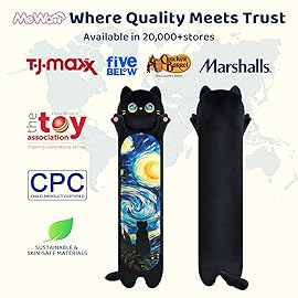 Mewaii Long Cat Plush 5 Sizes, 120% Extra Filling Giant Plushness Kids Body Pillow, Kawaii Cute Black Starry Cat Stuffed Animals Plushies, Big Long Body Pillow Plush Gift for Girls 20