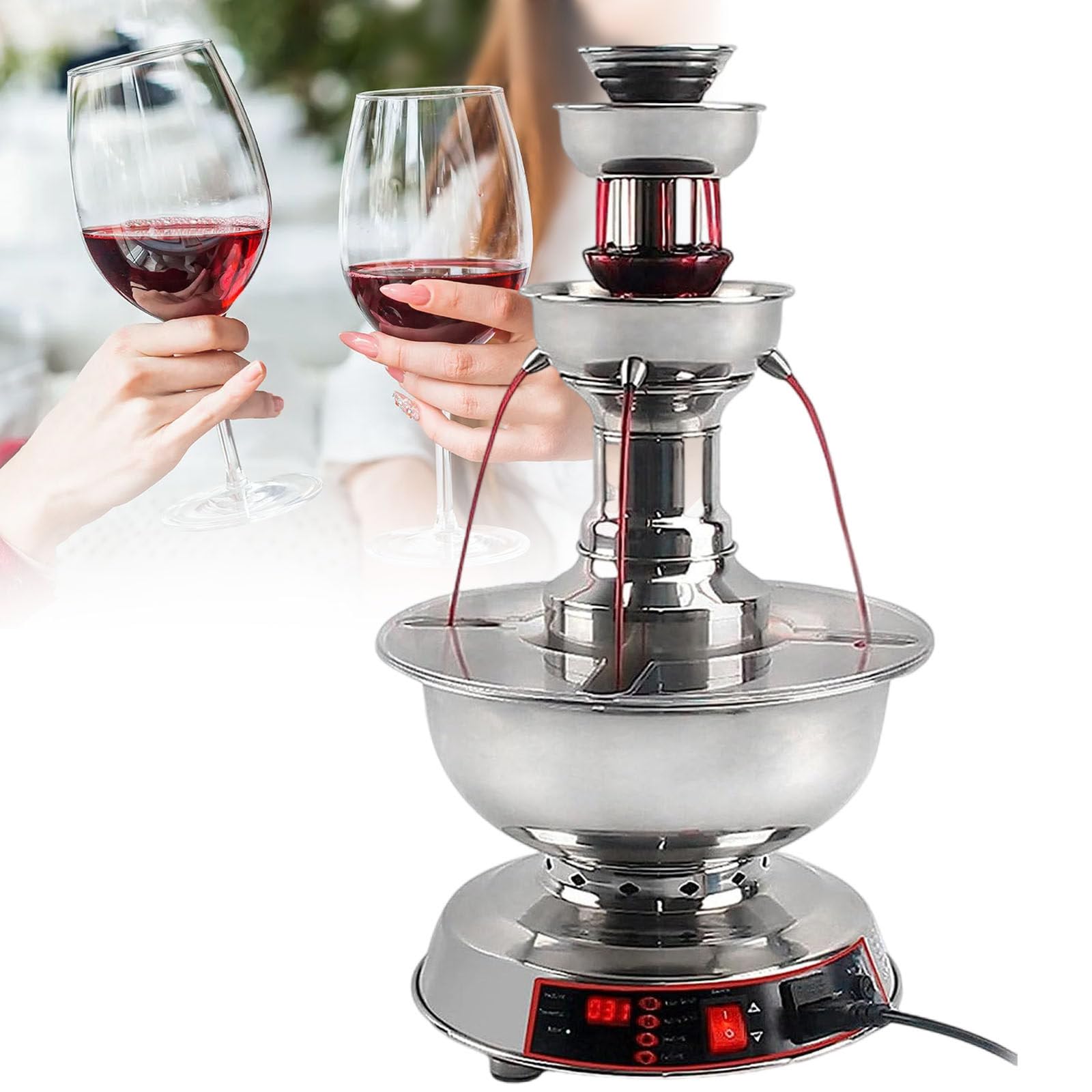 ASerZenith Wine Fountain Machine, 0~100℃ Tempered Juice Fountain, Beverage Dispenser, Suitable For Bars And Coffee Shops