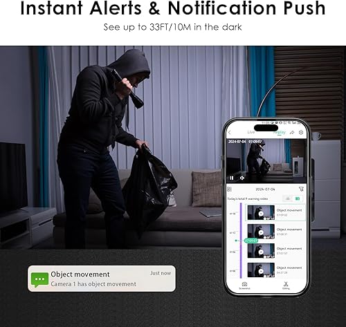 Miniatura 6 de 5G y 2.4G Cámaras de seguridad para interiores 2K para seguridad del hogar, detección de movimiento, visión nocturna, audio de 2 vías,
