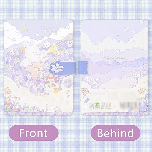 Miniatura 6 de Zeph Hosea Lindo cuaderno de dibujos animados kawaii cuaderno de bocetos japonés cubierta de cuero, cuaderno de notas cuaderno de viaje (Y-morado)