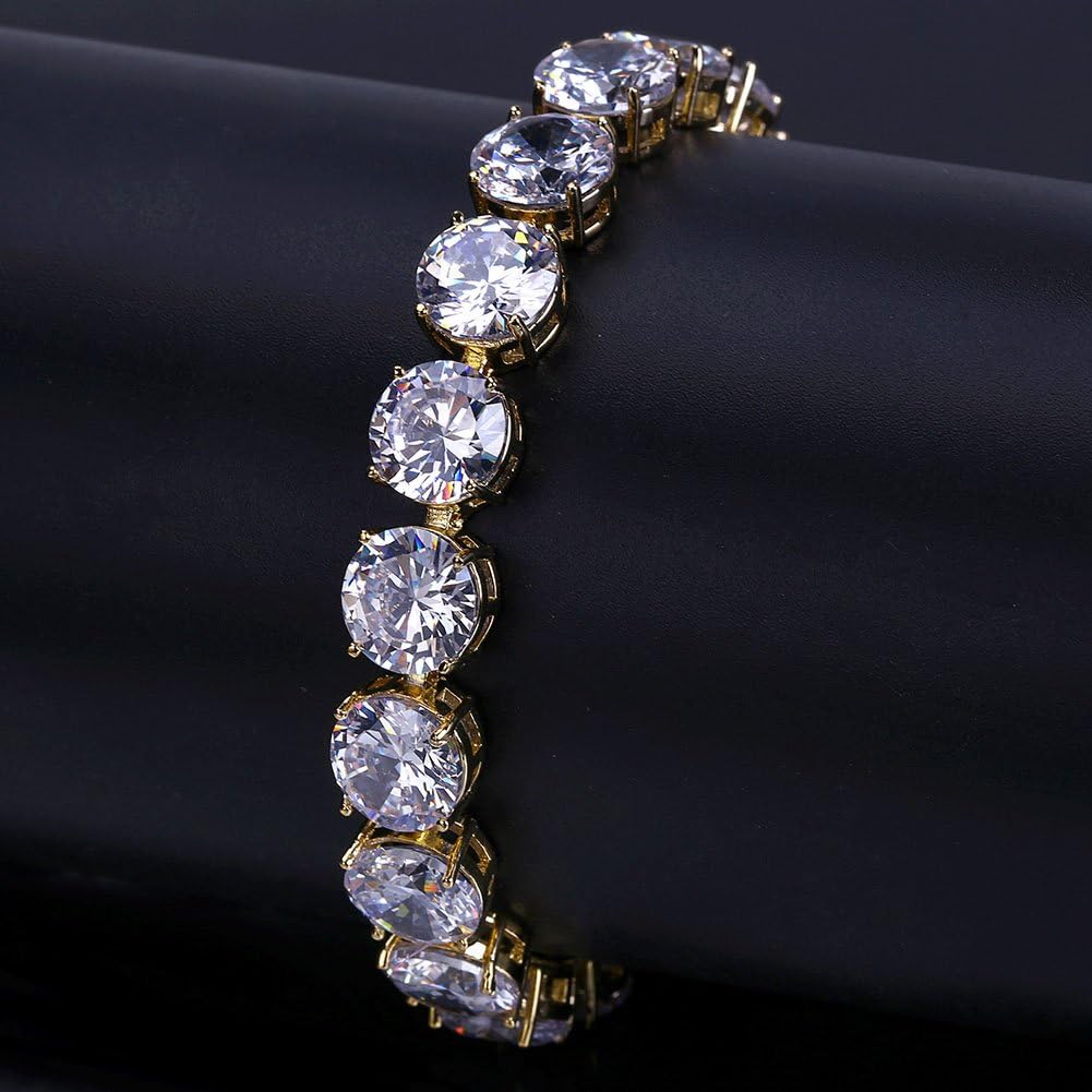 JINAO 8MM 10MM Tennis Bracelet 14K Gold Plated Iced Out 5A+ Cubic Zirconia Diamond Hip Hop Tennis Chain for Men Women