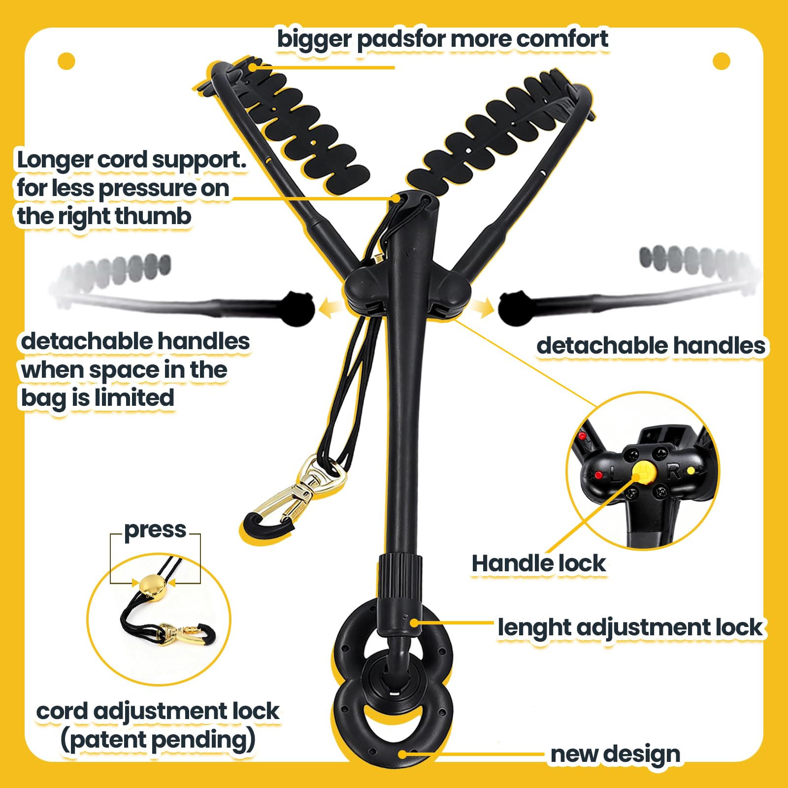 Sangle tour de cou réglable pour saxophone double harnais avec pivot à 360° et mousqueton en métal, bandoulière confortable pour saxophone alto et ténor