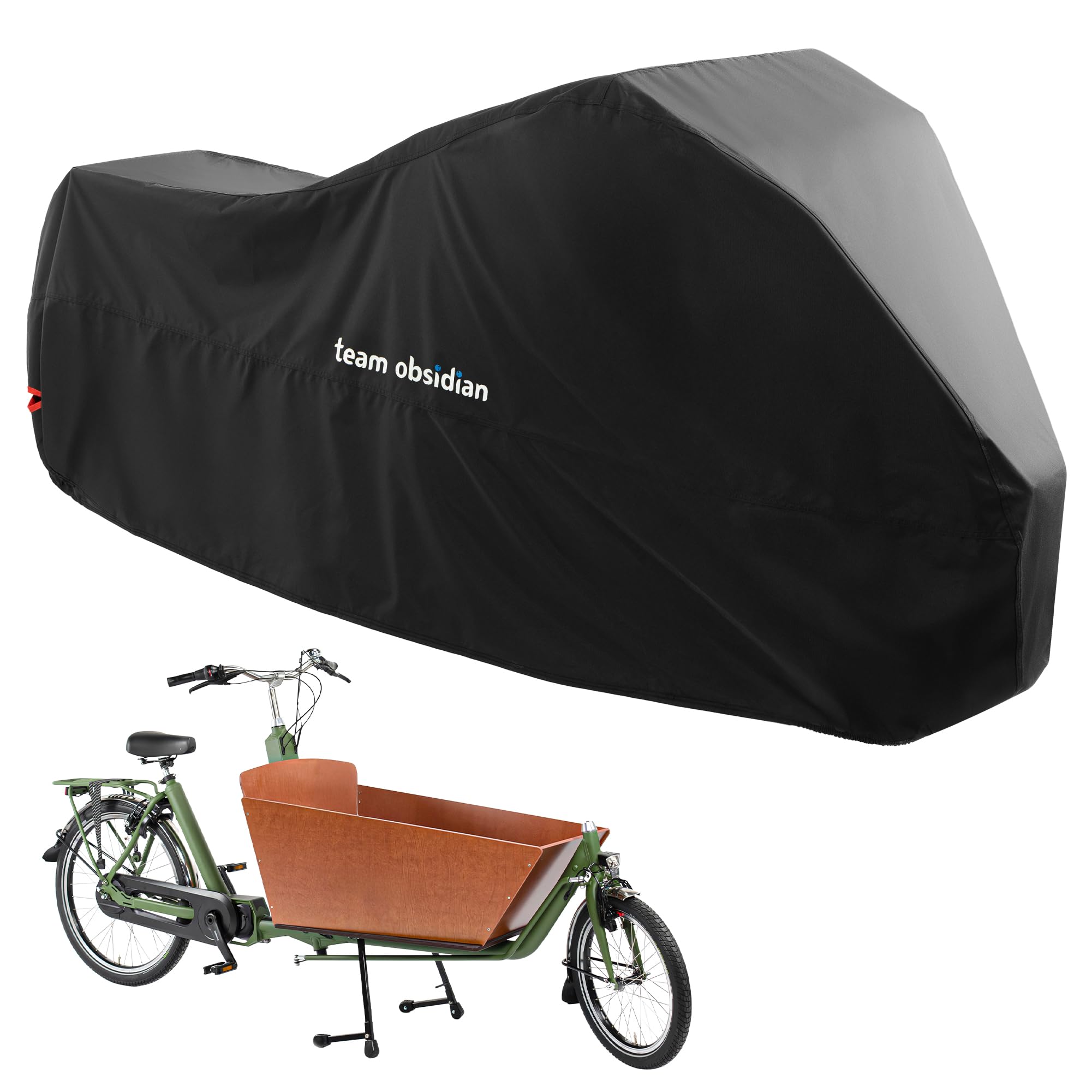 TeamObsidian Copribici per Cargo Bike - Telo Copri Bicicletta da Esterno - Telo Copri Bici in Poliestere 600D - Copribicicletta per Bici Trasporto a 2 Ruote