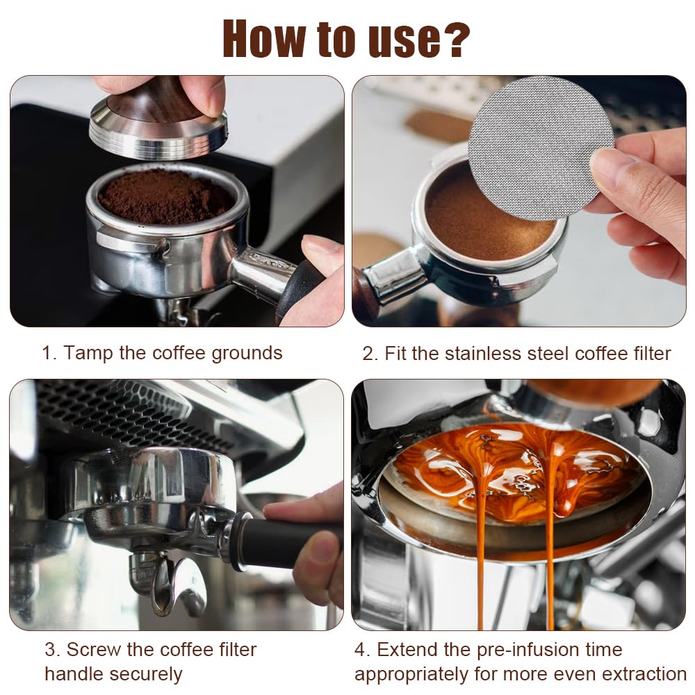 3 sztuki krążków 51 mm, 1,7 mm sitko do espresso do sitka | 150 μm, stal nierdzewna, filtr do kawy, wielokrotnego użytku, do restauracji, kawiarni, cukierni