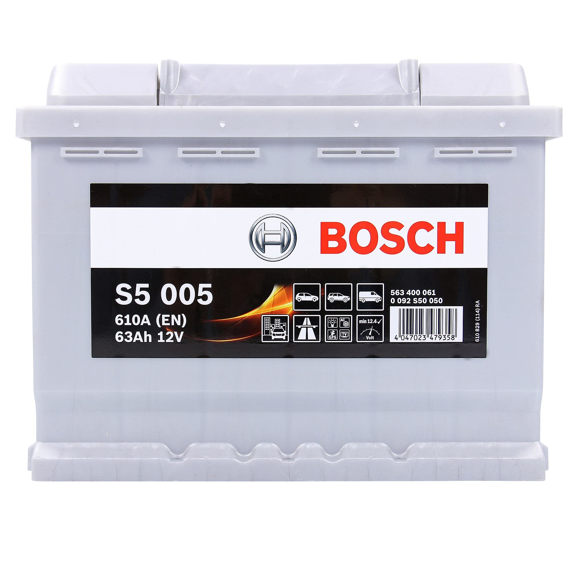 Bosch S5005 Batería de coche 63A/h 610A tecnología de plomo-ácido para vehículos sin sistema Start y Stop