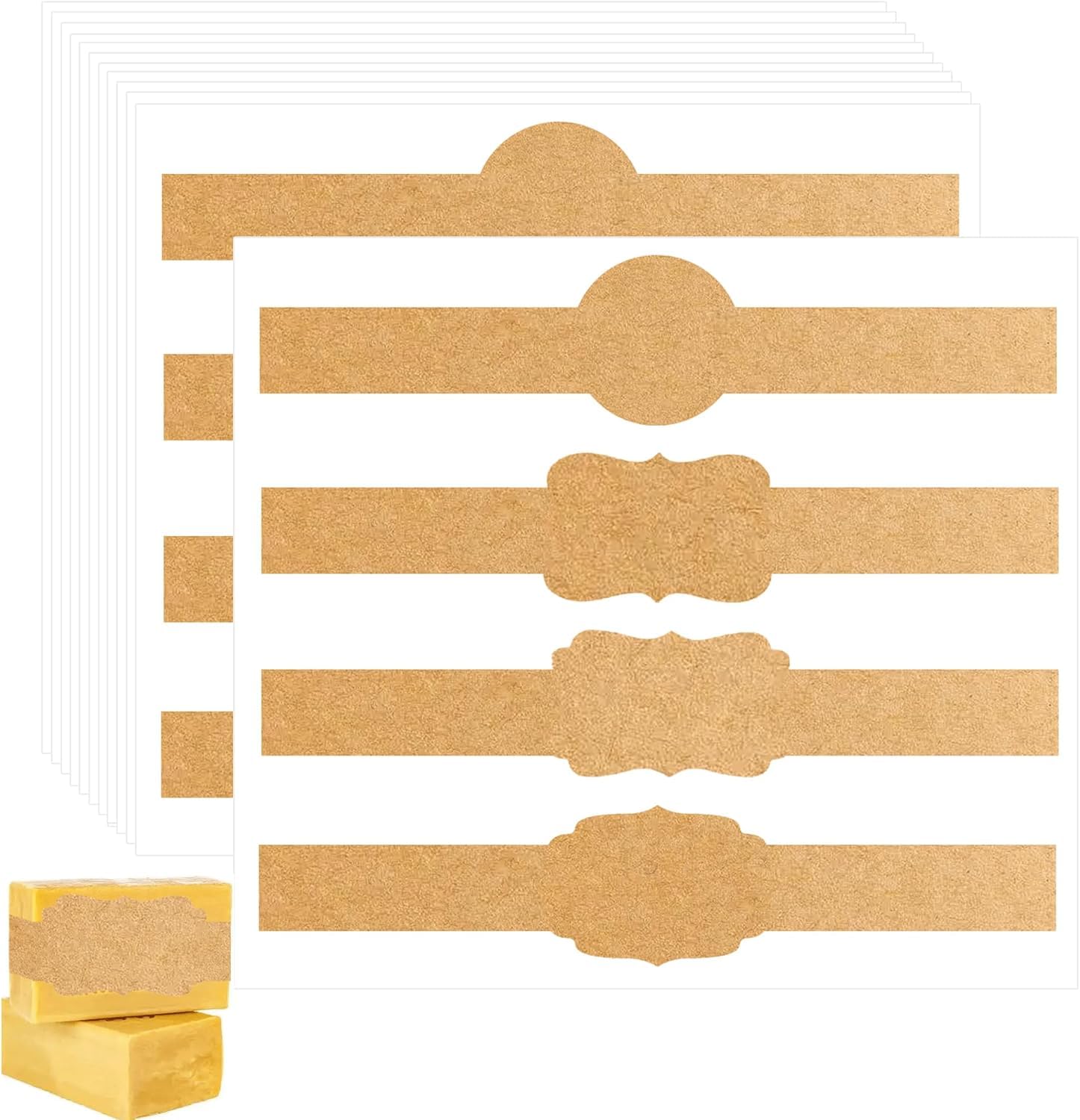 Brown Kraft Labels Stickers 120pcs Soap Packaging Paper Wrap for Homemade Wrap Tags for Homemade Soap Packaging Supplies (Kraft)