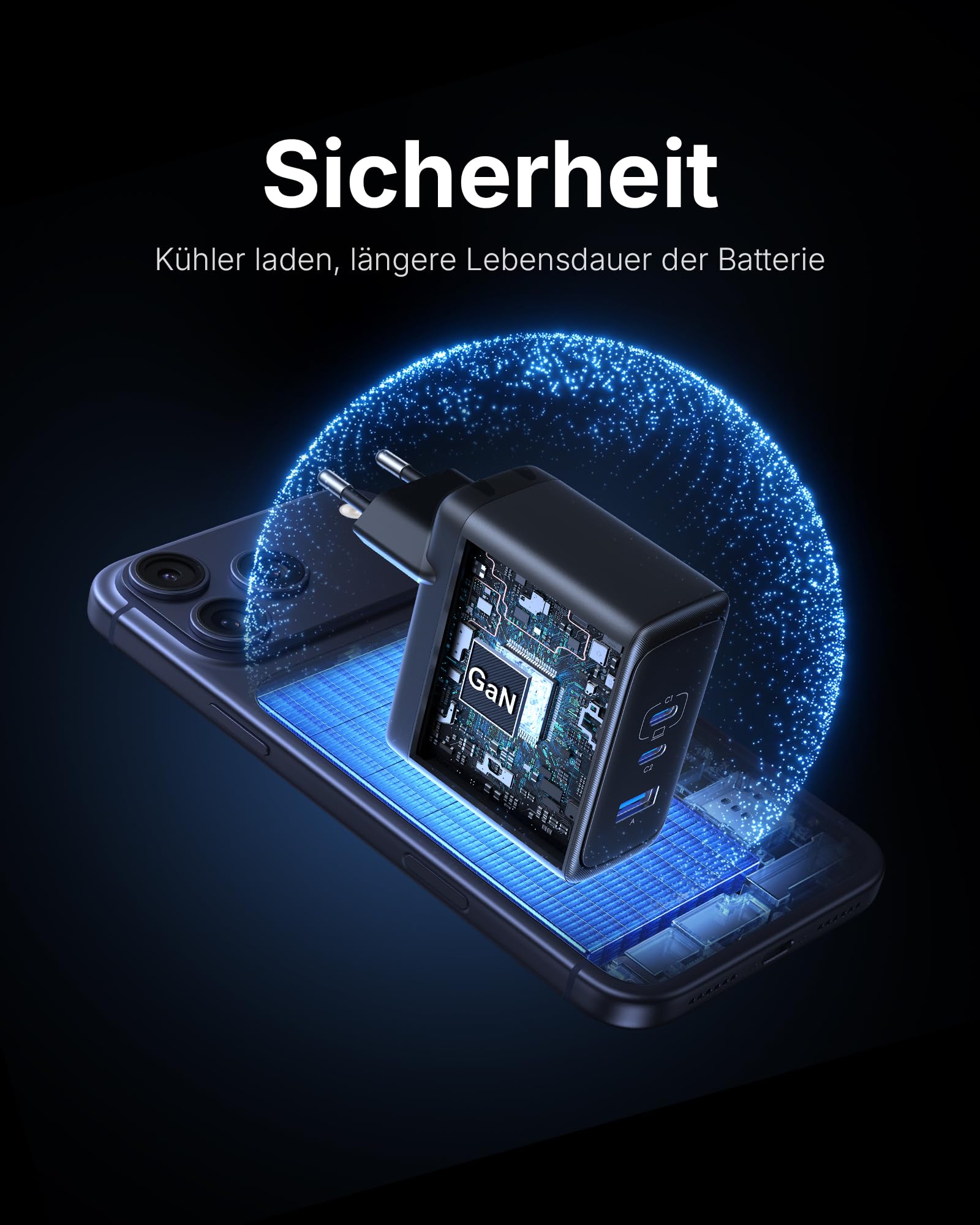 INIU USB C Ladegerät, 100W 3-Port Laptop Schnellladegerät mit USB C Kabel, GaN Mehrfach Netzteil für MacBook Air Pro, iPad, iPhone 17 16 15 Pro Max, Samsung Galaxy S25 S24 Ultra, Pixel, Switch 2 etc