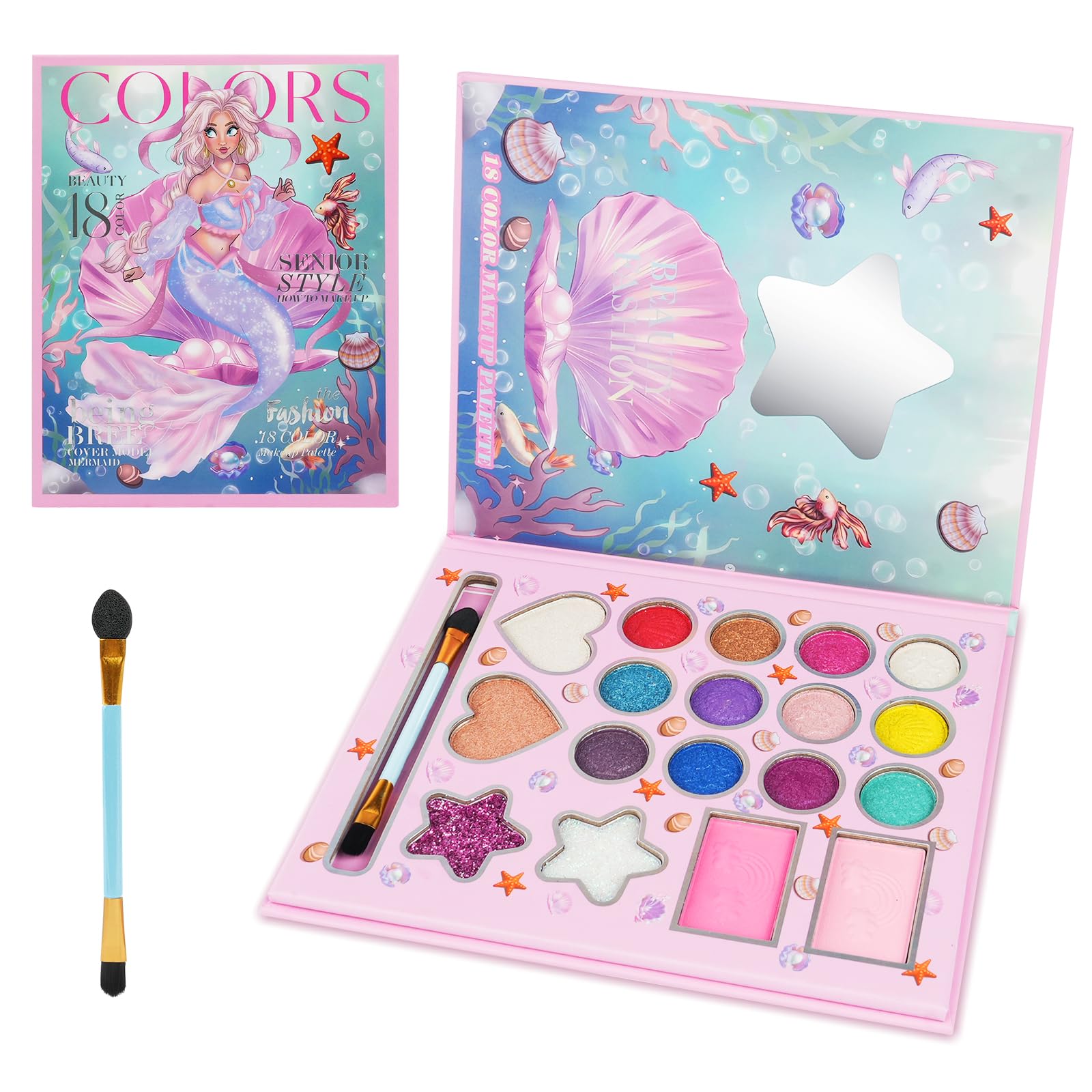 Aomig Kinderschminke 18 Farben Make up Set Spielzeug Waschbares, Sicheres und Ungiftiges Schminkset, Erwachsene Geeignet für Halloween Karneval Weihnachten Weihnachten, Geburtstag, Karneval Geschenke