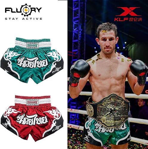 Miniatura 40 de Fluory - Pantalones cortos de lucha para muay thai, shorts de MMA, ropa de entrenamiento para lucha en jaula, grappling, artes marciales, kickboxing