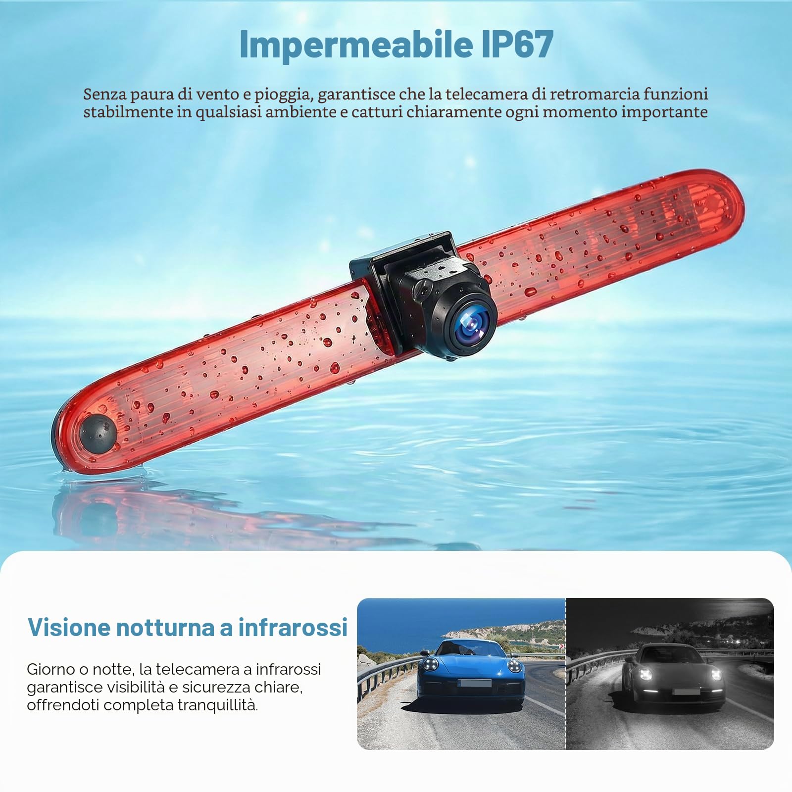 Telecamera retromarcia IP67 impermeabile Visione notturna 12V | Custodia in metallo IP67 impermeabile Visione notturna 12V Installazione semplice, immagine chiara per Peugeot Partner