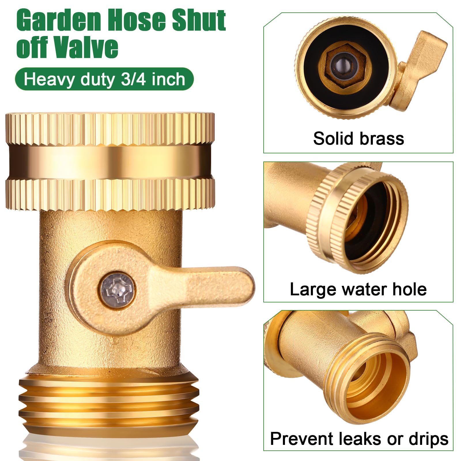 MorningRo 10 Stück Messing Gartenschlauch Absperrventil Heavy Duty 3/4 Zoll Wasserschlauch Absperrventil Massives Messing Gartenschlauch Anschluss Schlauchventil mit 10 zusätzlichen