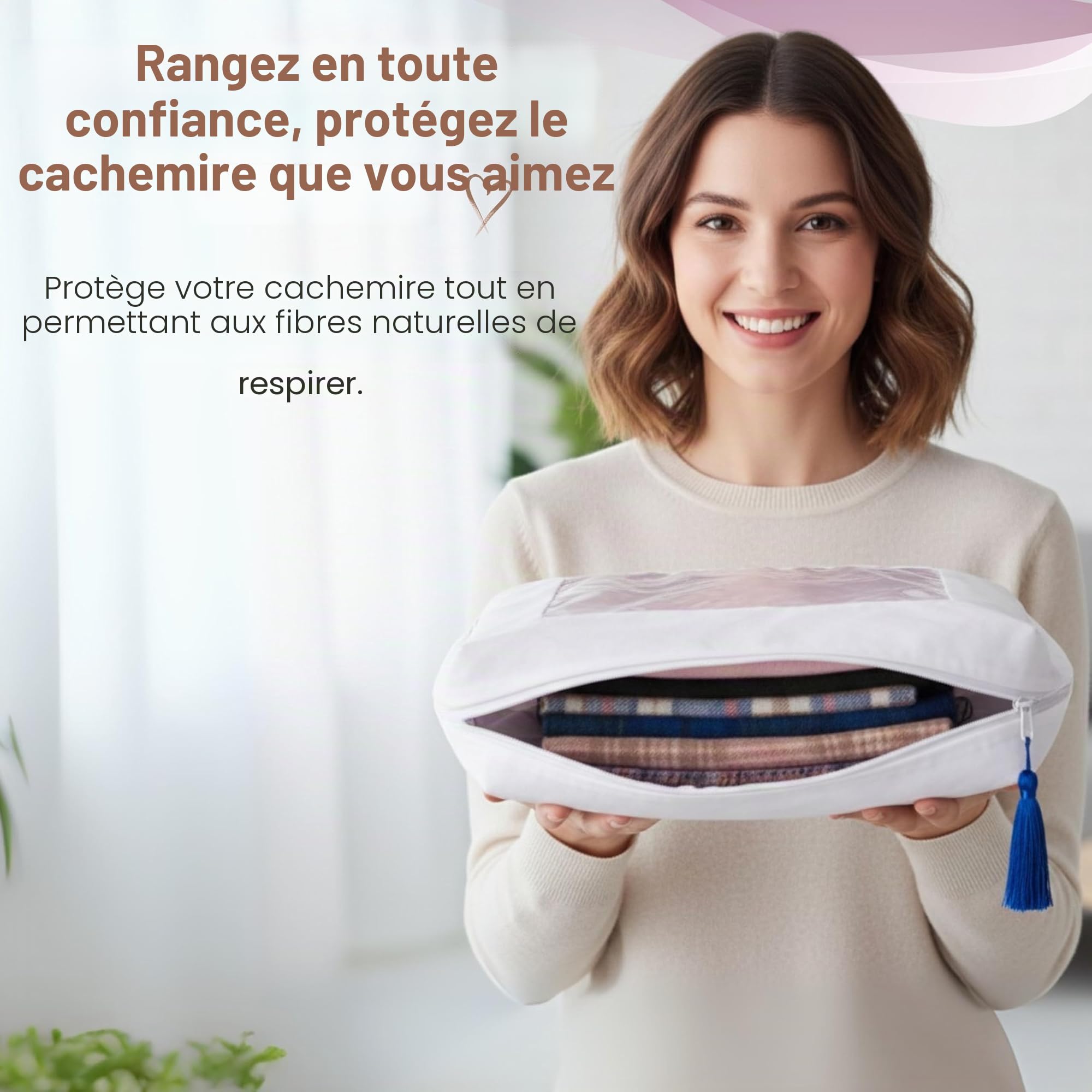 Housse de rangement anti-mites pour la protection d’articles en cachemire (XL)