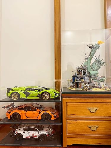 Miniatura 3 de Vitrina de acrílico con base acrílica negra, cajas de acrílico para exhibición, vitrina a prueba de polvo, caja de encimera de cubo, vitrinas para