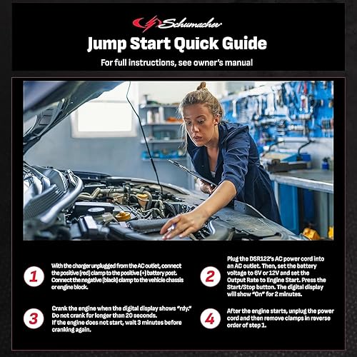 Miniatura 5 de Schumacher Electric DSR Pro Series - Cargador de batería de 6 V  12 V y arrancador de motor - Cargador de batería con ruedas de alta resistencia -