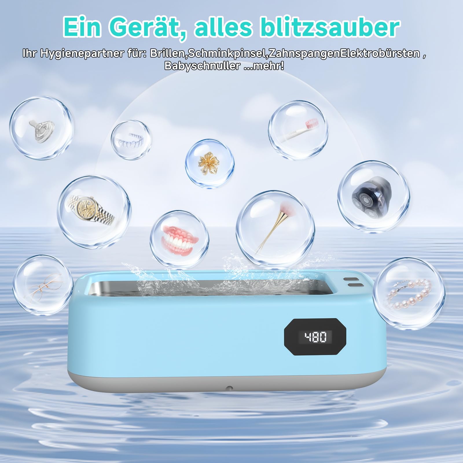 Nettoyeur Ultrasons, Bac a Ultrason 640 ml, 40W 49000HZ Nettoyeur Ultrason, Ultrasonic Cleaner pour Lunettes, Bagues, Pièces de Monnaie, Prothèses Dentaires, Avec Pince et Chiffon de Nettoyage