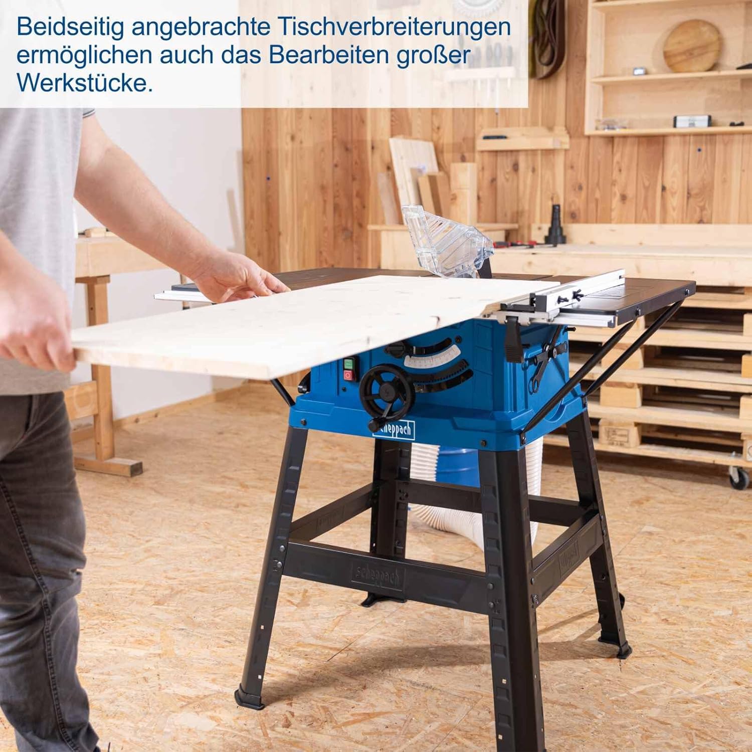 Table saw with extensions for large workpieces