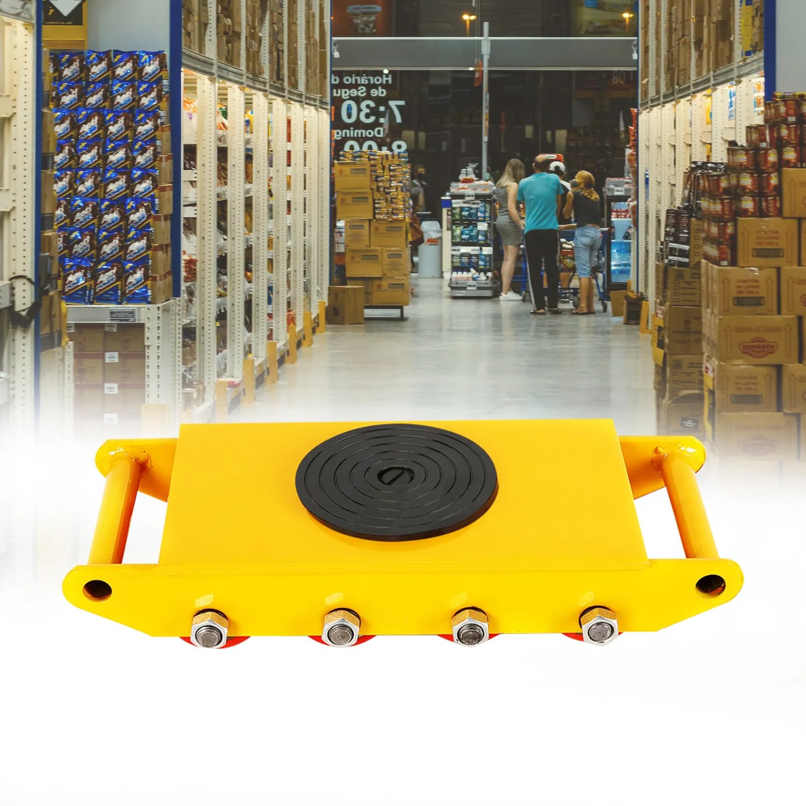 Carrello meccanico a 360° per camion pesanti, trasportatore industriale per stoccaggio, distribuzione e trasporto, ideale per il trasporto di oggetti grandi, pesanti e mobili di uso quotidiano (giallo