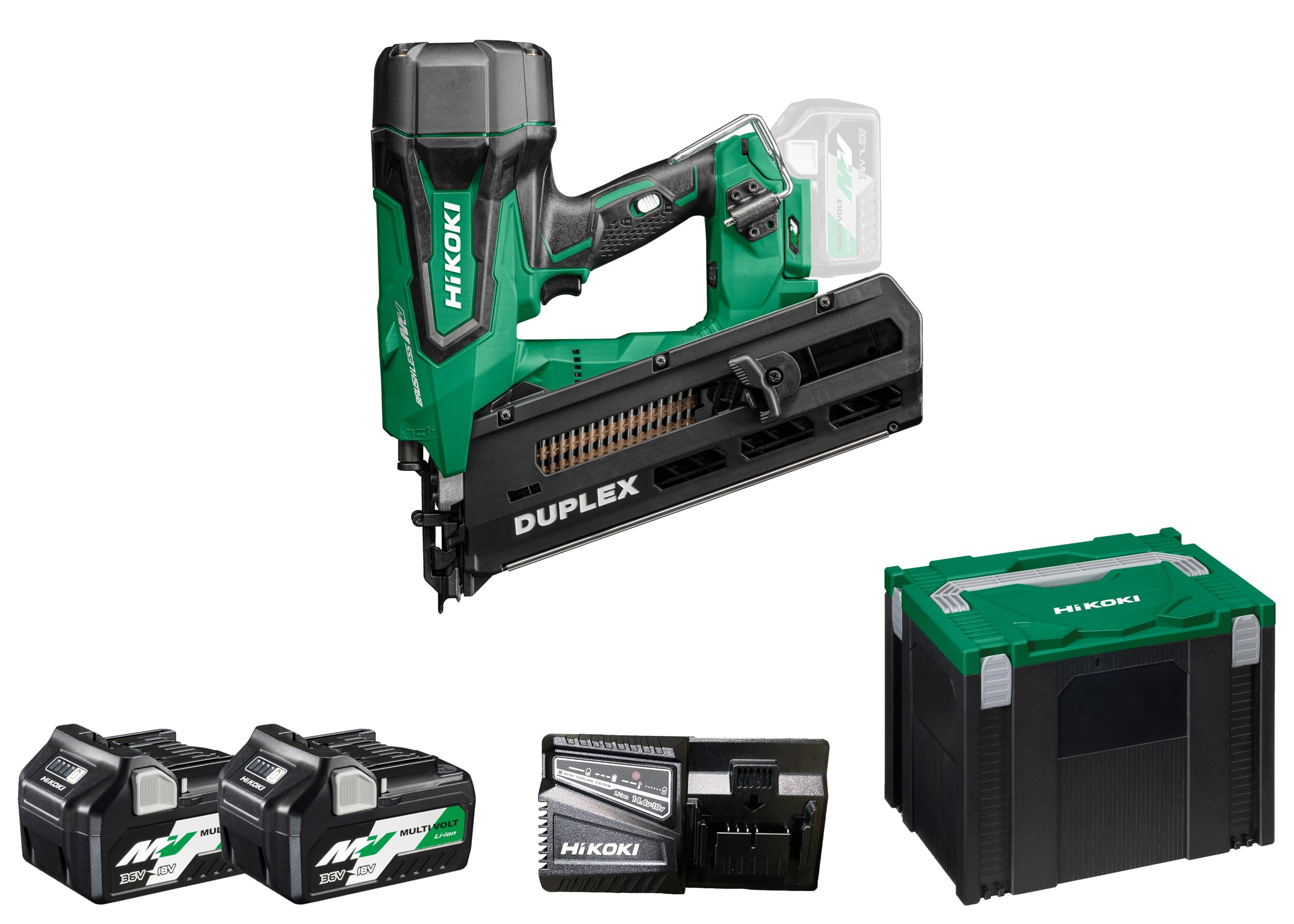 HIKOKI NR3675DD, cloueuse sans fil 36 V, clous duplex 45-75 mm
