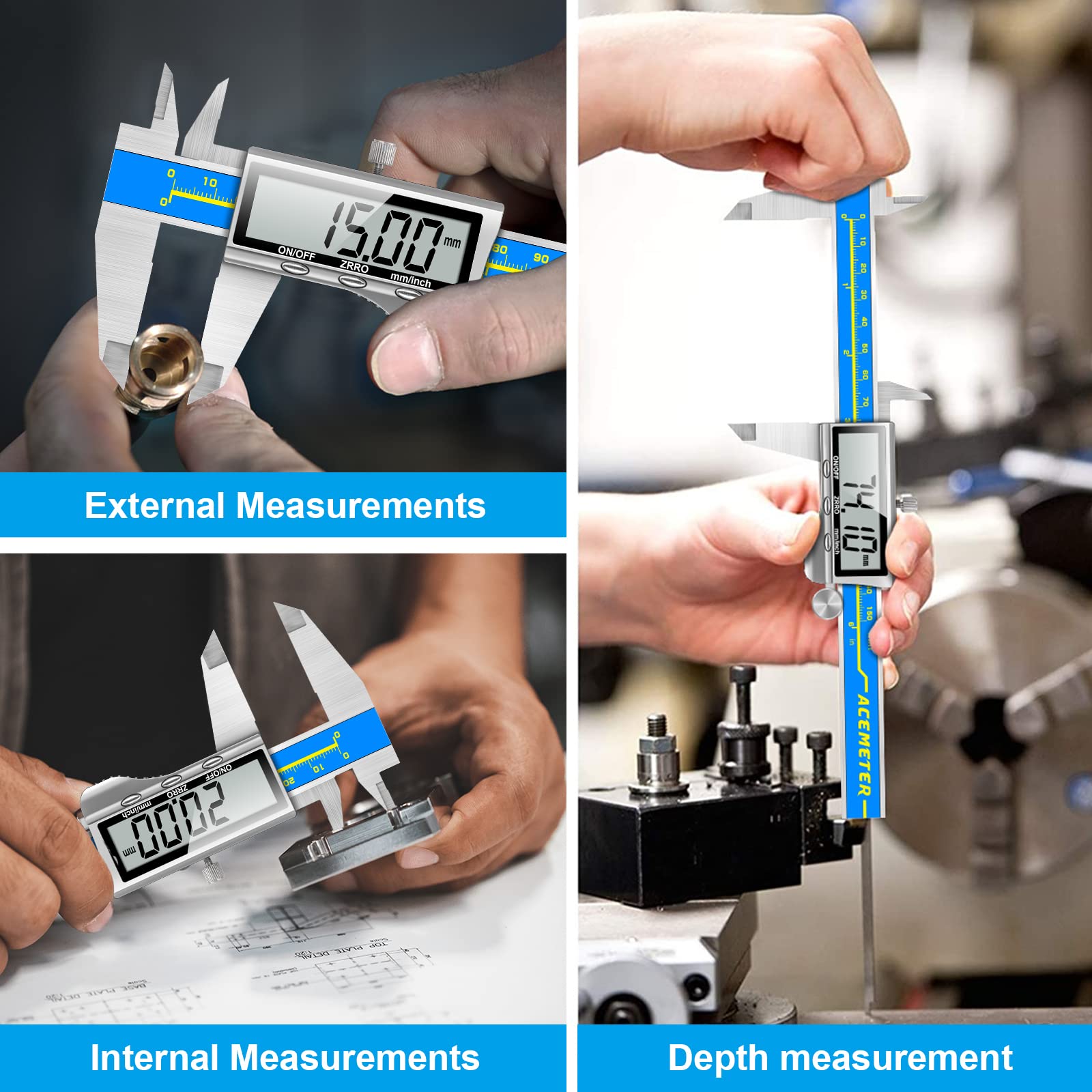 Digitale Schieblehre Industriequalität Orthland Messschieber Digital Messlehre 150mm Mit Groß Lcd Präzision Schublehren Tiefenmesser Edelstahl Analog Ip54 Wasserdicht Für Innen Außen stufen Messing
