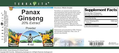 Miniatura 3 de TerraVita Panax Ginseng 20% Extracto en polvo (4 oz, ZIN 524948) - Paquete de 3