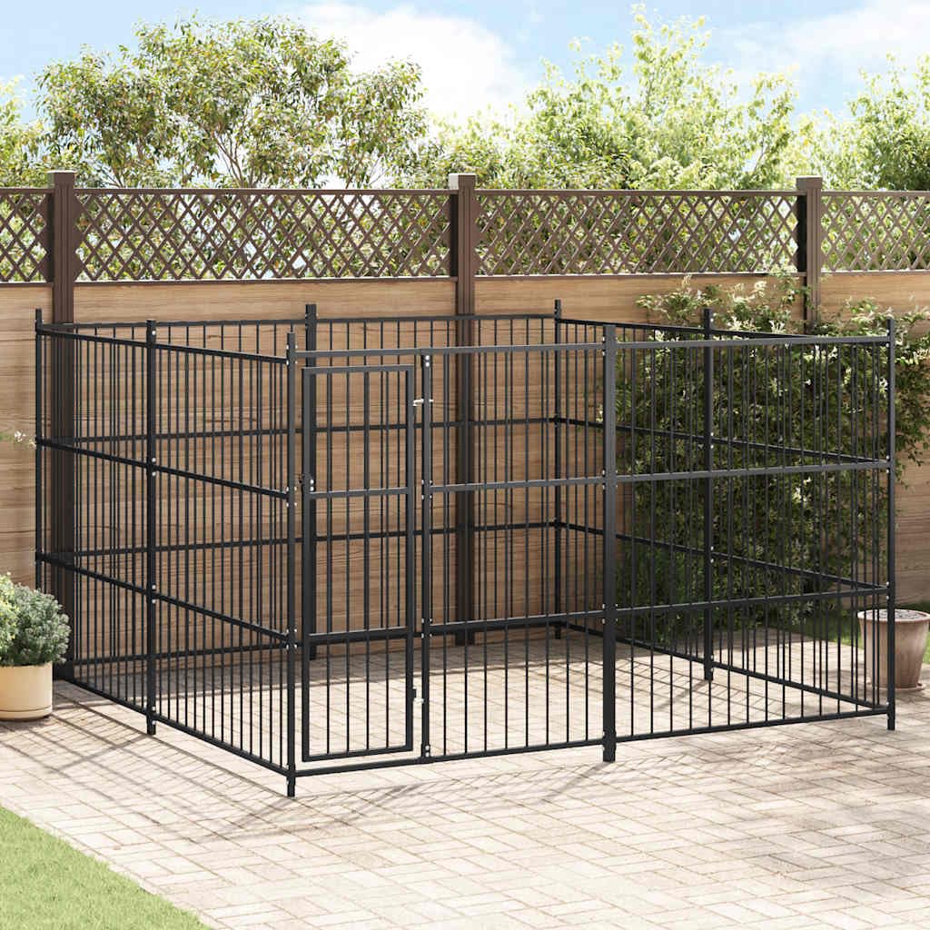 Perrera para perros de acero para exteriores, 300 × 300 × 185 cm, con cerradura, plegable y portátil, seguro para cachorros y perros, ideal para jardín, terraza, patio y uso en interiores