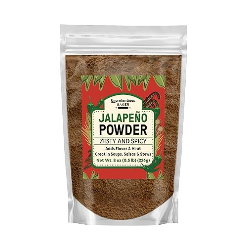 Unpretentious Polvo de jalapeño (8 onzas) Sin gluten, sin OMG, Tex-Mex Essential, añade calor y sabor
