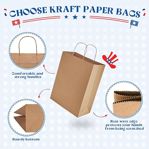 Miniatura 3 de MESHA Bolsas de papel grandes de 10 x 5 x 13 pulgadas, bolsas de papel kraft para compras con asas, paquete de 50 bolsas de regalo grandes, bolsas