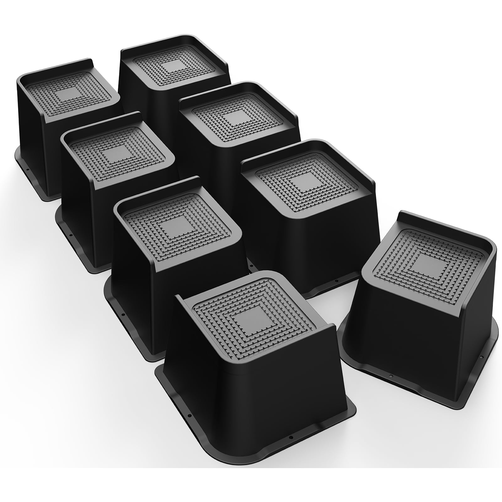 MYMULIKE Bed Risers 4 inch, Heavy Duty Furniture Risers, Up to 6000 Lbs L shaped Design Bed lifts Blocks for Couch Desk Sofa Table Bookshelf（Black 8 Pack） — image 1