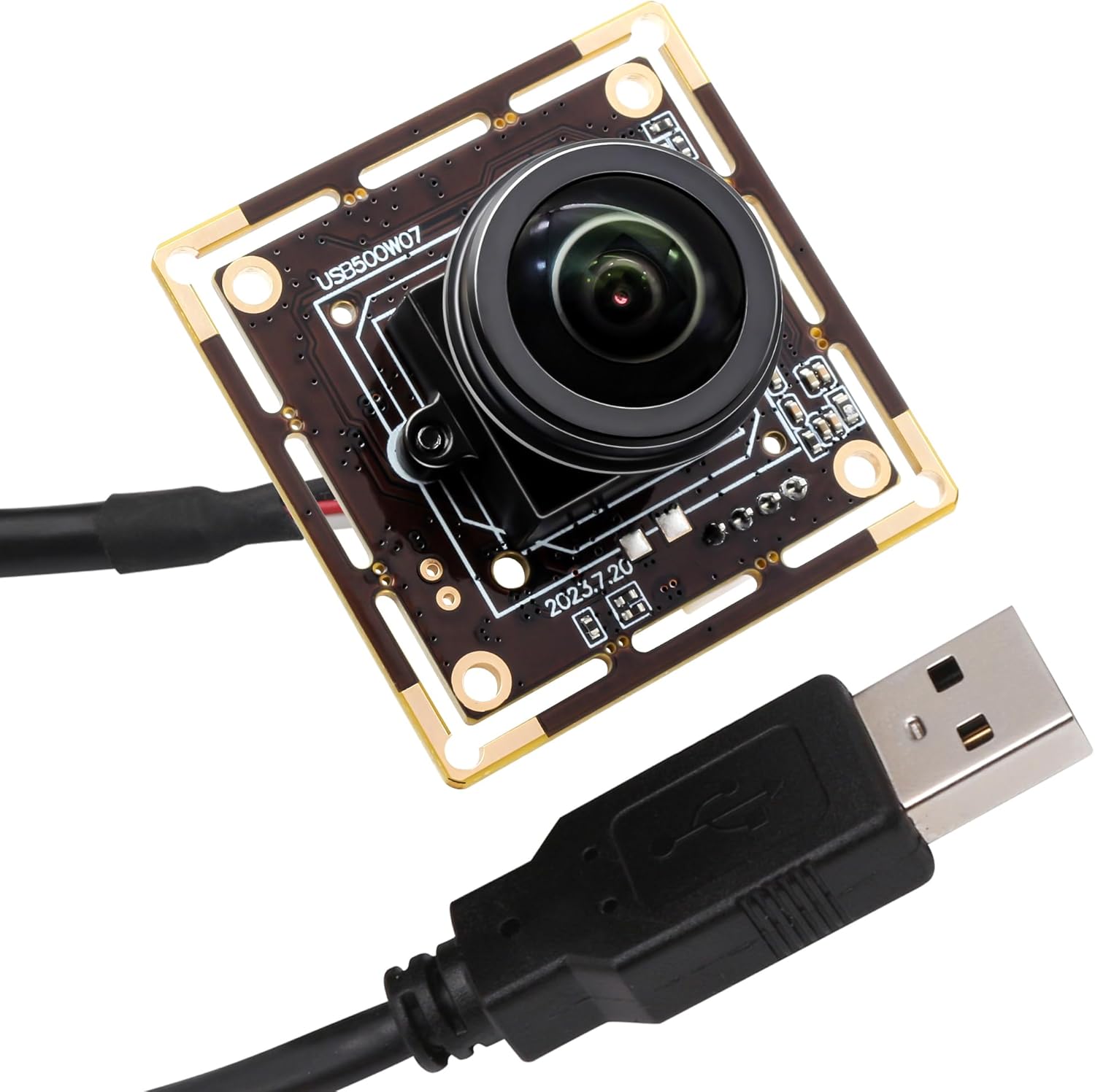 SVPRO 5MP 30FPS Fisheye USB Camera Module 200 Degree Ultra Wide Angle Webcam Board IMX335 Sensor Low Light Computer Vision Industrial Security Camera for PC,Raspberry Pi, Jeston Nano(M12 Lens)