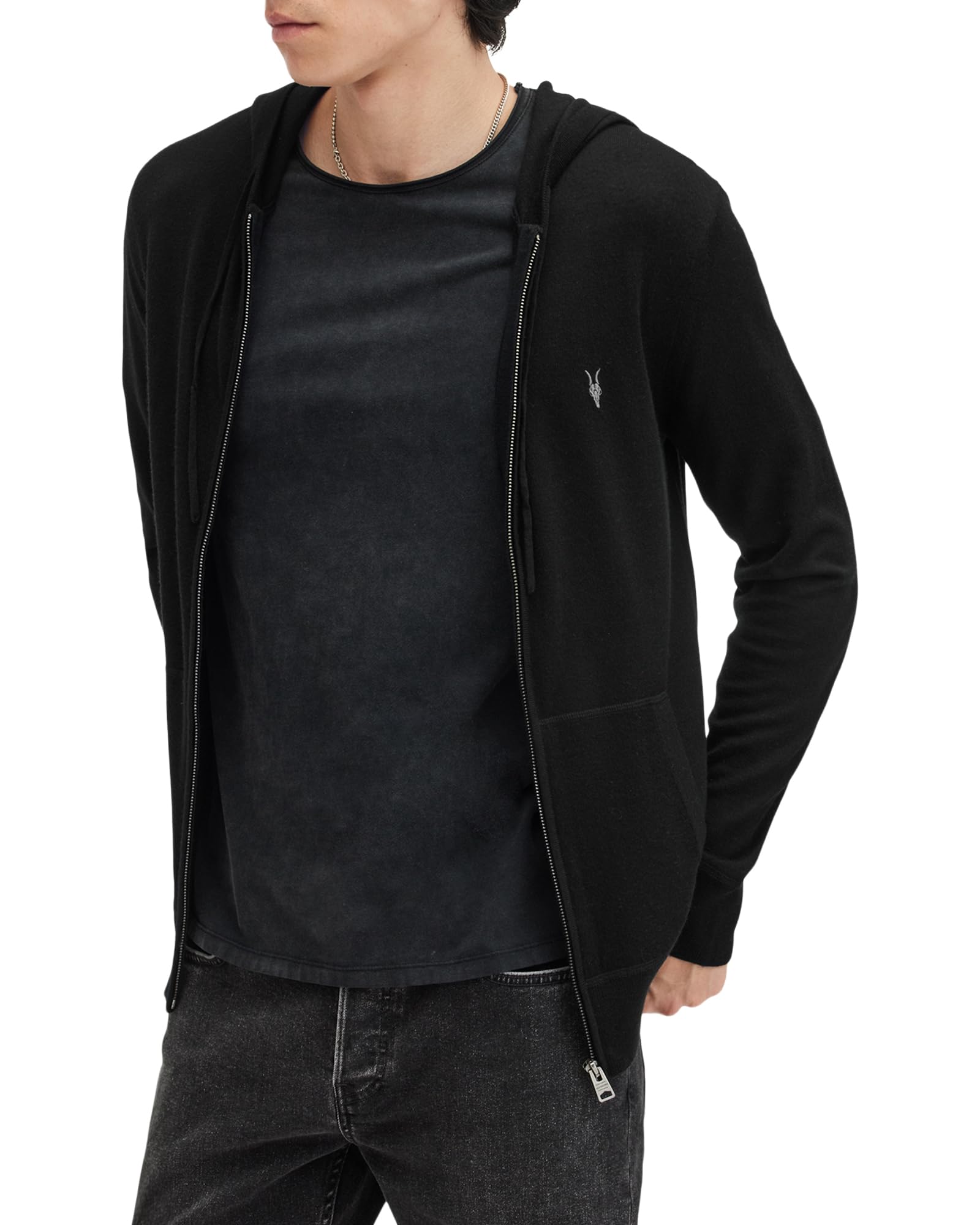 Allsaints Mode Merino Zip Hoody Felpa con Cappuccio Uomo