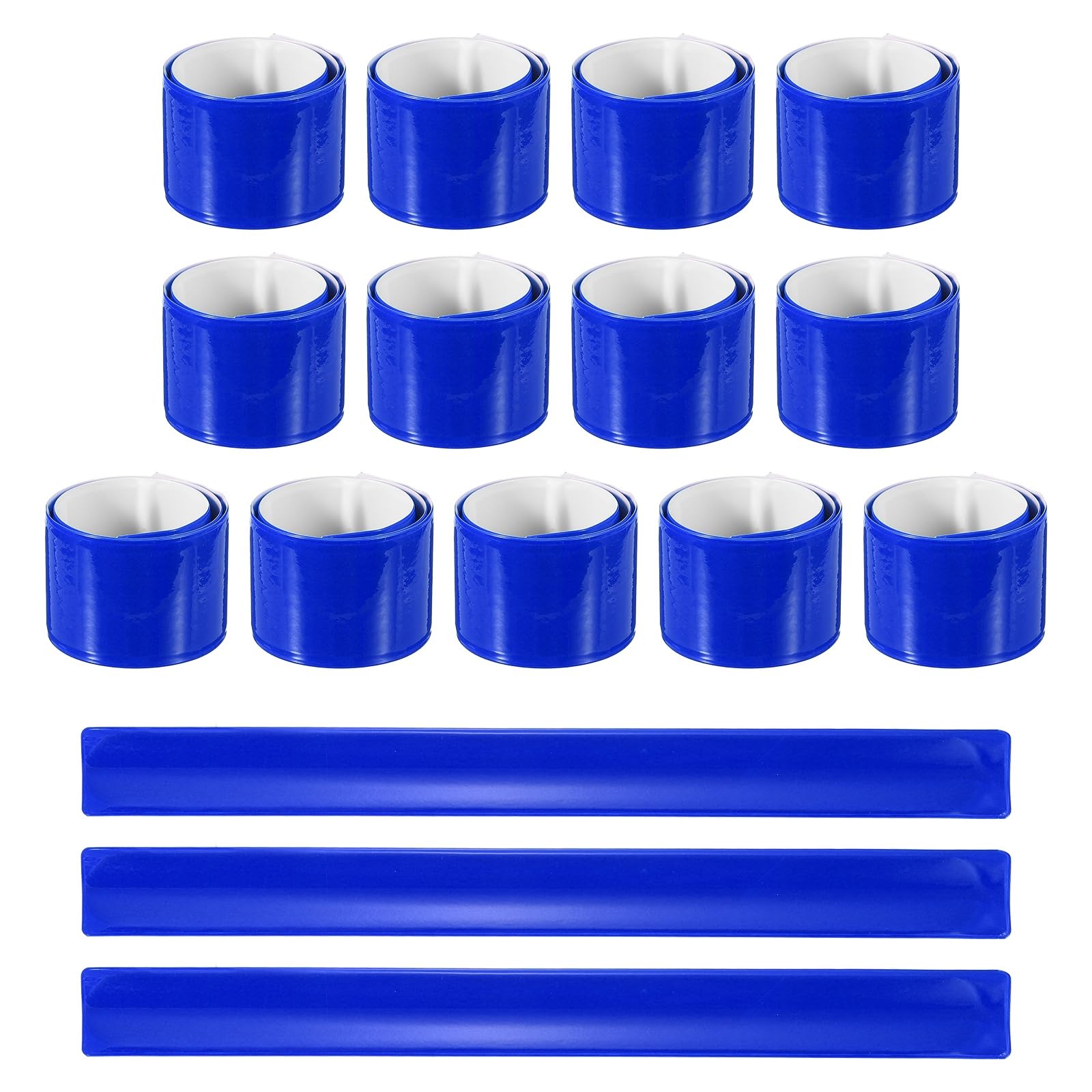 PATIKIL 16Pcs Reflective Arm Bands, 11.8" High Visibility Bands Reflector Running Gear Snap Bracelet for Night Walking Running Cycling, Blue (Square)