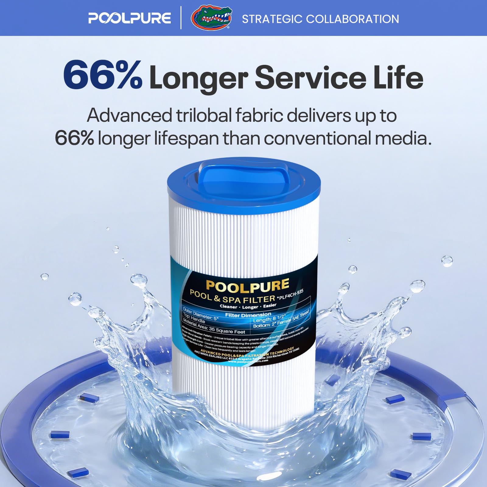POOLPURE PLF4CH-935 Filtre Spa remplace 4CH-935, PWW35L, 817-4035, FC-0170, SD-01235, PDC580-AFS, X268554, X268535, Waterway Teleweir 35 SF, Pure N Clean PC-0170 (1 Paquet)