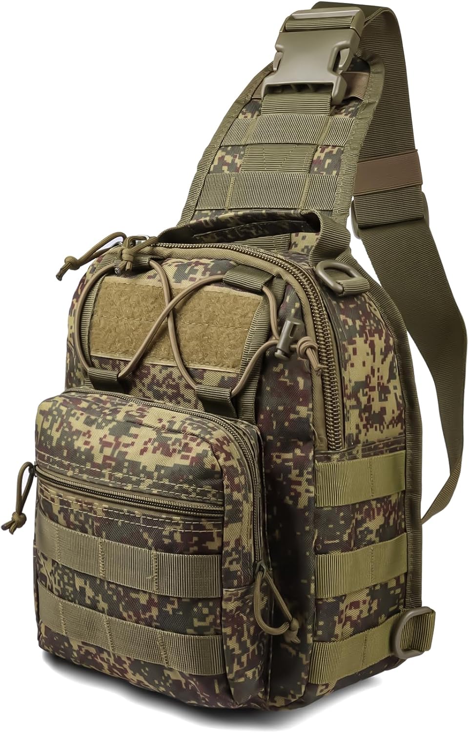 Viriber Tactical Backpack, Waterproof Military Cross-body Molle Sling Shoulder Backpack Chest Bag for Outdoor Every Day Carry Khaki Green ACU - Image 4