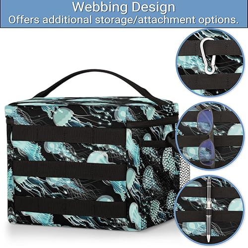 Miniatura 5 de Jelly Fish - Bolsa de almuerzo de estilo táctico subacuático para adultos, bonita bolsa de almuerzo para el trabajo, lonchera aislada, bolsa de