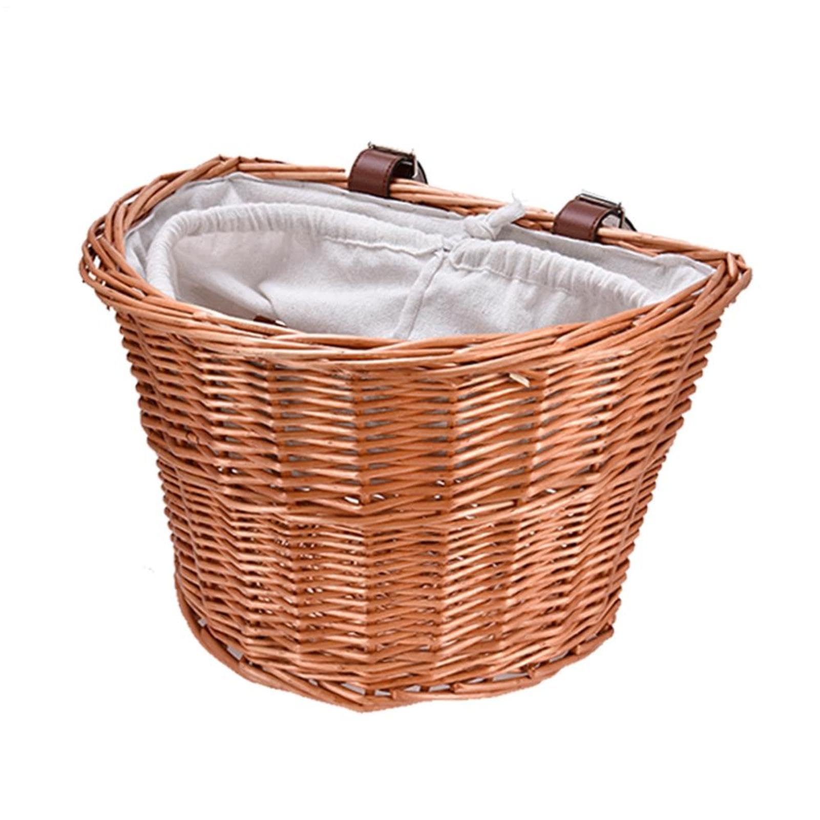 Bike Basket Cargo Woven - Bicycles Wicker Woven, Perfect Toto Large Capacity, Bike Basket | Storage For Adult And Kids, Waterproof/Drawstring Liner Detachable Straps Accessory