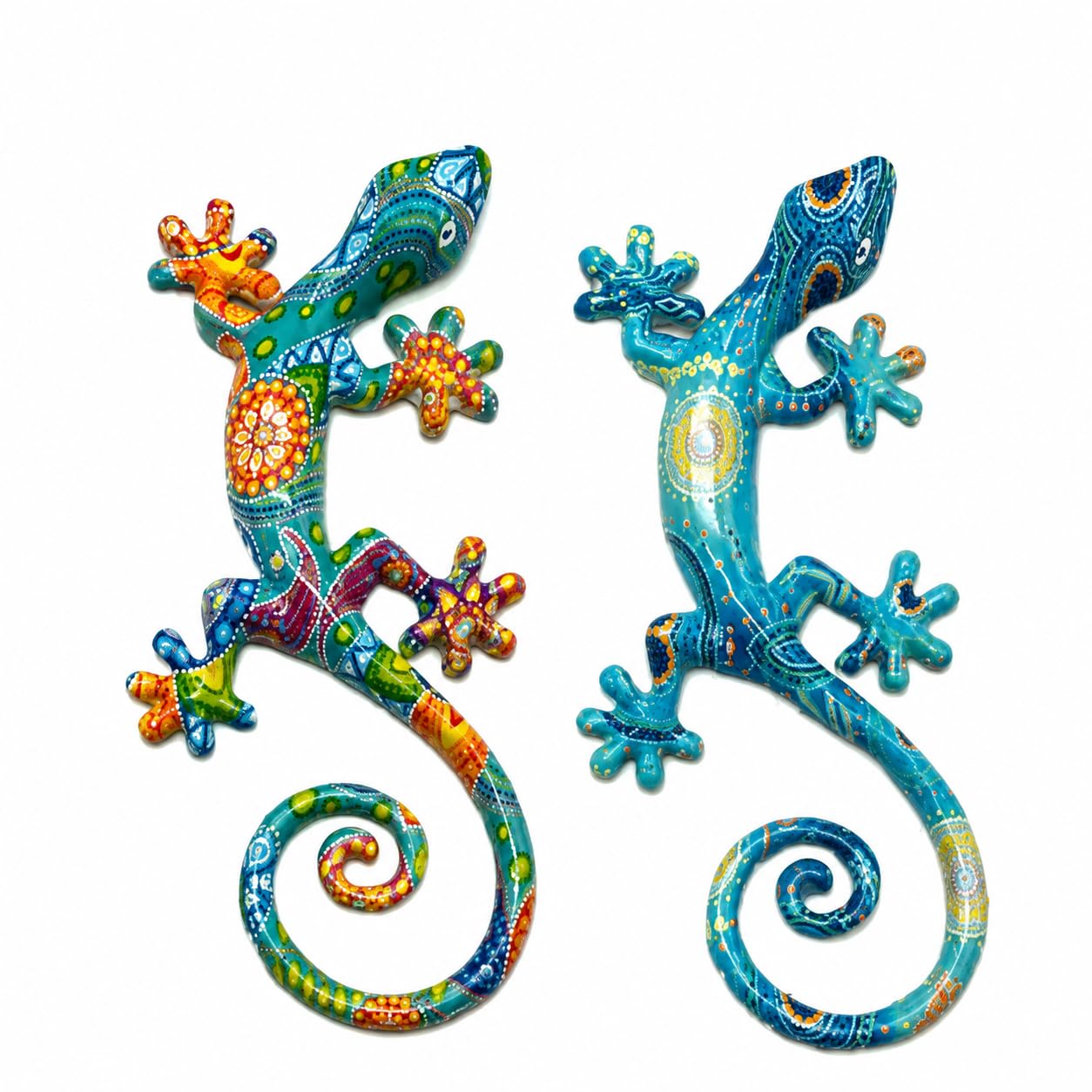 SIGNES GRIMALT Set of 2 Turquoise Resin Gecko Lizards - Tropical Wall Decoration - 20.5cm