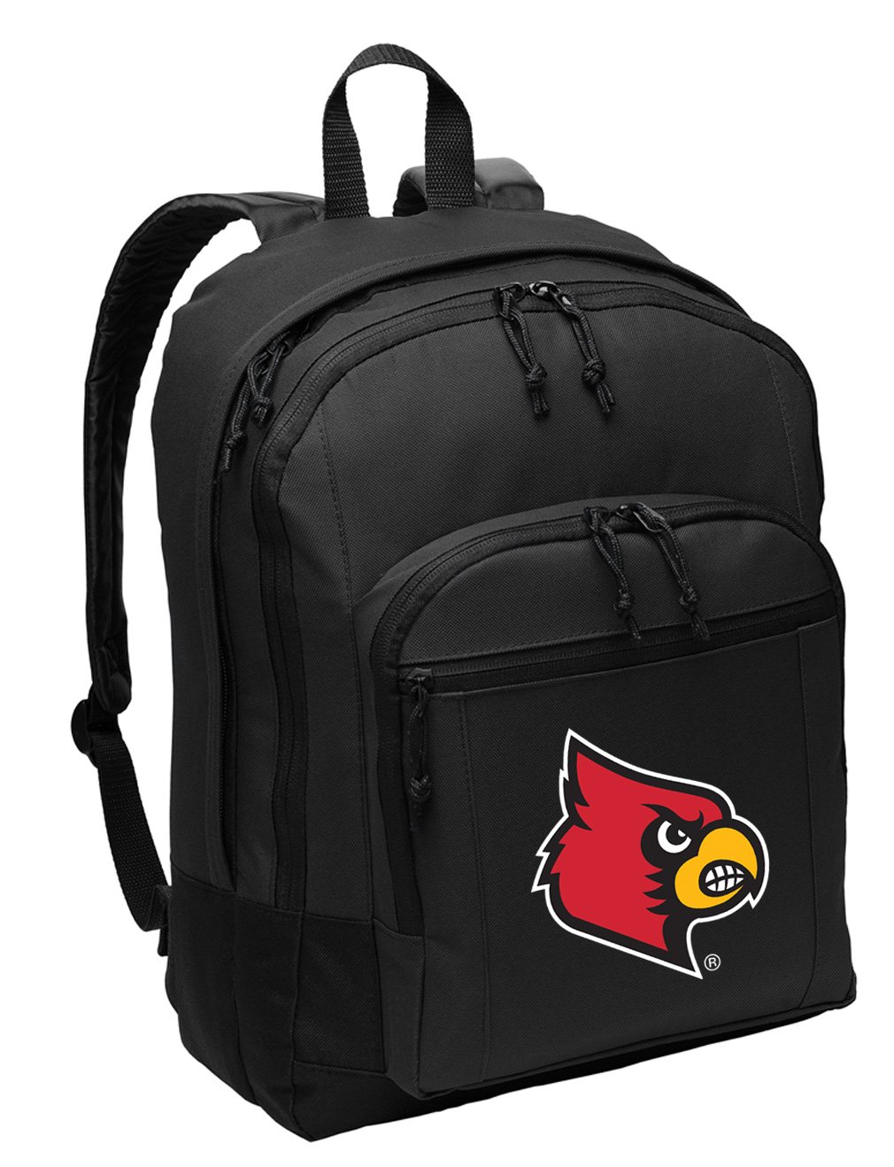 Broad Bay University of Louisville Backpack - MEDIUM SIZE - Classic Style Louisville Cardinals Backpack - Laptop Sleeve - Lightweight (Black)